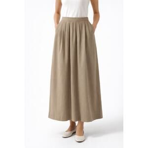 Ruff Hewn 1990s–2000s Cotton Midi Skirt Taupe Neutral pockets medium